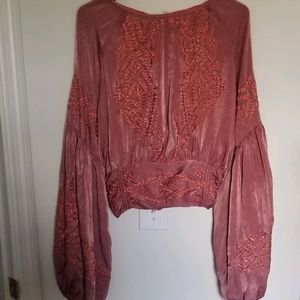 Free People bell sleeve boho top